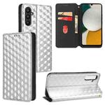 For Samsung Galaxy A24 5G Cubic Grid Texture Flip Leather Phone Case(Silver)