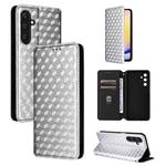 For Samsung Galaxy A25 5G Cubic Grid Texture Flip Leather Phone Case(Silver)
