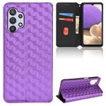 For Samsung Galaxy A32 5G / M32 5G Cubic Grid Texture Flip Leather Phone Case(Purple)