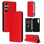 For Samsung Galaxy A35 5G Cubic Grid Texture Flip Leather Phone Case(Red)