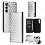 For Samsung Galaxy A35 5G Cubic Grid Texture Flip Leather Phone Case(Silver)