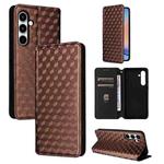 For Samsung Galaxy A35 5G Cubic Grid Texture Flip Leather Phone Case(Brown)