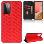 For Samsung Galaxy A52 4G / 5G / A52s 5G Cubic Grid Texture Flip Leather Phone Case(Red)