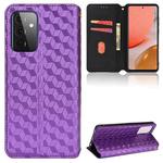 For Samsung Galaxy A52 4G / 5G / A52s 5G Cubic Grid Texture Flip Leather Phone Case(Purple)