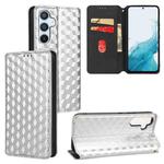 For Samsung Galaxy A54 5G Cubic Grid Texture Flip Leather Phone Case(Silver)