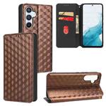 For Samsung Galaxy A54 5G Cubic Grid Texture Flip Leather Phone Case(Brown)