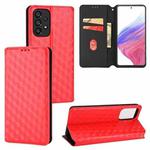 For Samsung Galaxy A73 5G Cubic Grid Texture Flip Leather Phone Case(Red)