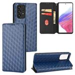 For Samsung Galaxy A73 5G Cubic Grid Texture Flip Leather Phone Case(Blue)
