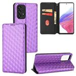 For Samsung Galaxy A73 5G Cubic Grid Texture Flip Leather Phone Case(Purple)
