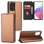 For Samsung Galaxy A73 5G Cubic Grid Texture Flip Leather Phone Case(Brown)
