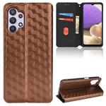 For Samsung Galaxy A13 4G Cubic Grid Texture Flip Leather Phone Case(Brown)