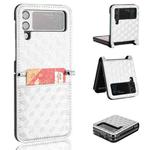 For Samsung Galaxy Z Flip3 Siamese Cubic Grid Texture Card Slot Leather Phone Case(Silver)