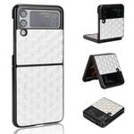 For Samsung Galaxy Z Flip3 Cubic Grid Texture Leather Back Cover Phone Case(Silver)