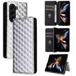 For Samsung Galaxy Z Fold5 Cubic Grid Texture Flip Leather Phone Case(Silver)