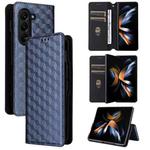 For Samsung Galaxy Z Fold6 Cubic Grid Texture Flip Leather Phone Case(Blue)