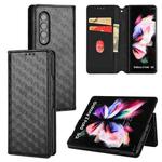 For Samsung Galaxy Z Fold4 Cubic Grid Texture Flip Leather Phone Case(Black)