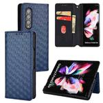 For Samsung Galaxy Z Fold3 Cubic Grid Texture Flip Leather Phone Case(Blue)