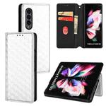 For Samsung Galaxy Z Fold3 Cubic Grid Texture Flip Leather Phone Case(Silver)