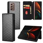 For Samsung Galaxy Z Fold2 Cubic Grid Texture Flip Leather Phone Case(Black)