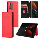 For Samsung Galaxy Z Fold2 Cubic Grid Texture Flip Leather Phone Case(Red)