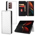 For Samsung Galaxy Z Fold2 Cubic Grid Texture Flip Leather Phone Case(Silver)