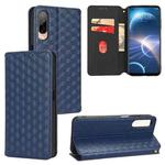For HTC Desire 22 Pro Cubic Grid Texture Flip Leather Phone Case(Blue)