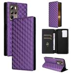 For HTC U23 / U23 Pro Cubic Grid Texture Flip Leather Phone Case(Purple)