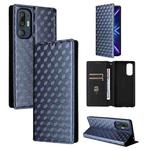For HTC U24 Pro Cubic Grid Texture Flip Leather Phone Case(Blue)