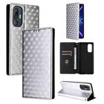 For HTC U24 Pro Cubic Grid Texture Flip Leather Phone Case(Silver)
