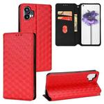 For Nothing Phone 1 Cubic Grid Texture Flip Leather Phone Case(Red)
