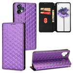 For Nothing Phone 1 Cubic Grid Texture Flip Leather Phone Case(Purple)