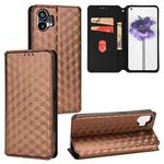 For Nothing Phone 1 Cubic Grid Texture Flip Leather Phone Case(Brown)