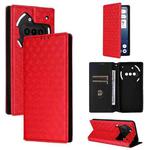 For Nothing Phone 3a Cubic Grid Texture Flip Leather Phone Case(Red)