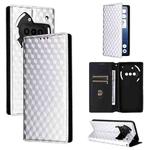 For Nothing Phone 3a Cubic Grid Texture Flip Leather Phone Case(Silver)