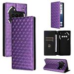 For Nothing Phone 3a Cubic Grid Texture Flip Leather Phone Case(Purple)