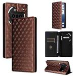 For Nothing Phone 3a Cubic Grid Texture Flip Leather Phone Case(Brown)