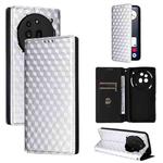 For Nothing Phone 3a Pro Cubic Grid Texture Flip Leather Phone Case(Silver)