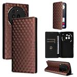 For Nothing Phone 3a Pro Cubic Grid Texture Flip Leather Phone Case(Brown)