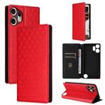 For Nothing CMF Phone 2 Pro Cubic Grid Texture Flip Leather Phone Case(Red)