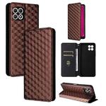 For T-Mobile REVVL 7 5G Cubic Grid Texture Flip Leather Phone Case(Brown)