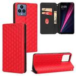 For T-Mobile REVVL 6 5G / REVVL 6x Cubic Grid Texture Flip Leather Phone Case(Red)