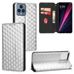 For T-Mobile REVVL 6 5G / REVVL 6x Cubic Grid Texture Flip Leather Phone Case(Silver)