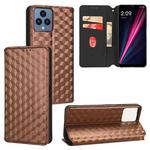 For T-Mobile REVVL 6 5G / REVVL 6x Cubic Grid Texture Flip Leather Phone Case(Brown)