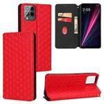 For T-Mobile REVVL 6 Pro 5G / REVVL 6x Pro Cubic Grid Texture Flip Leather Phone Case(Red)