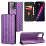 For T-Mobile REVVL 6 Pro 5G / REVVL 6x Pro Cubic Grid Texture Flip Leather Phone Case(Purple)