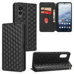 For Fujitsu Arrows N F-51C Cubic Grid Texture Flip Leather Phone Case(Black)