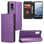 For Fujitsu Arrows N F-51C Cubic Grid Texture Flip Leather Phone Case(Purple)