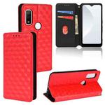 For Fujitsu Arrows WE F-51B Cubic Grid Texture Flip Leather Phone Case(Red)