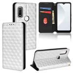 For Fujitsu Arrows WE F-51B Cubic Grid Texture Flip Leather Phone Case(Silver)