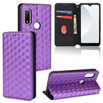 For Fujitsu Arrows WE F-51B Cubic Grid Texture Flip Leather Phone Case(Purple)